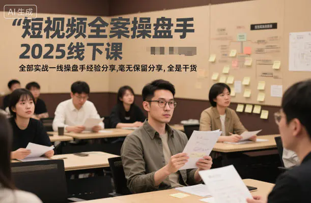 短视频全案操盘手2025线下课，全部实战一线操盘手经验分享，毫无保留分享，全是干货