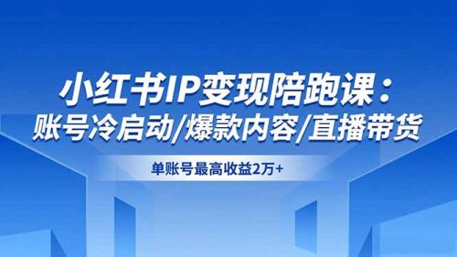小红书IP变现陪跑课:账号冷启动/爆款内容/直播带货,单账号最高收益2万+-1 小红书IP变现陪跑课:账号冷启动/爆款内容/直播带货,单账号最高收益2万+