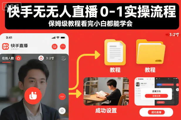 快手无人直播0-1实操流程,保姆级教程看完小白都能学会-1 快手无人直播0-1实操流程,保姆级教程看完小白都能学会