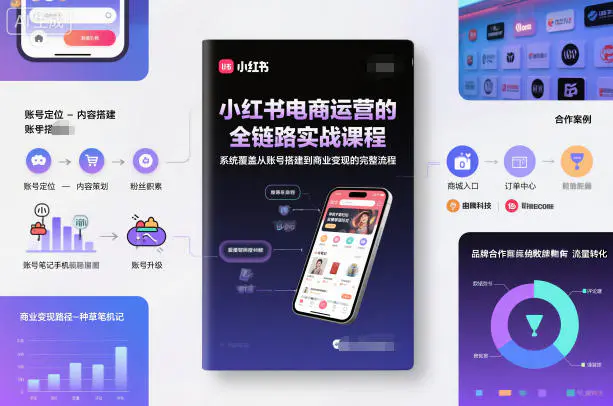 小红书电商运营的全链路实战课程，系统覆盖从账号搭建到商业变现的完整流程