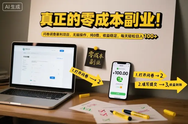 真正的零成本副业!问卷调查暴利项目,无脑操作,纯0撸,收益稳定,每天轻松日入100+【揭秘】-1 真正的零成本副业!问卷调查暴利项目,无脑操作,纯0撸,收益稳定,每天轻松日入100+【揭秘】
