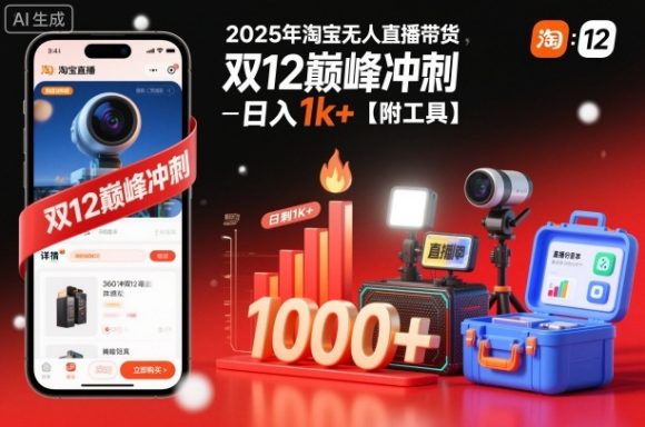 2025年淘宝无人直播带货,冲刺双12,日入1k+【附工具】【揭秘】-1 2025年淘宝无人直播带货,冲刺双12,日入1k+【附工具】【揭秘】
