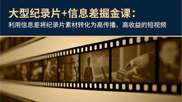 大型纪录片+信息差掘金课:利用信息差将纪录片素材转化为高传播、高收益的短视频-1 大型纪录片+信息差掘金课:利用信息差将纪录片素材转化为高传播、高收益的短视频