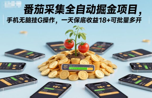 番茄采集全自动掘金项目,手机无脑挂G操作,一天保底收益18+可批量多开【揭秘】-1 番茄采集全自动掘金项目,手机无脑挂G操作,一天保底收益18+可批量多开【揭秘】