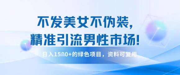不发美女不伪装，精准引流男性市场！日入多张的绿色项目，资料可复用