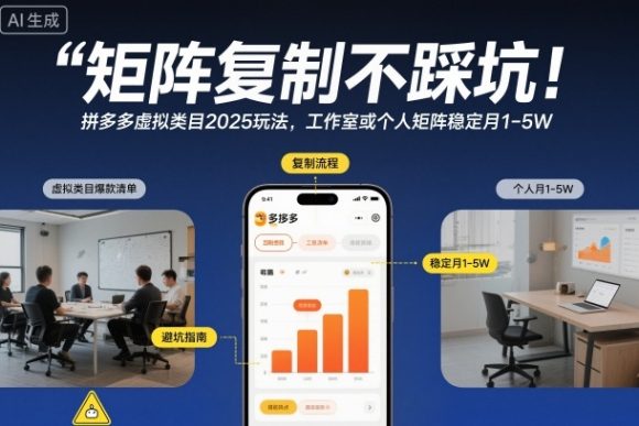 矩阵复制不踩坑!拼多多虚拟类目2025玩法,工作室或者个人矩阵稳定月1-5W【揭秘】-1 矩阵复制不踩坑!拼多多虚拟类目2025玩法,工作室或者个人矩阵稳定月1-5W【揭秘】