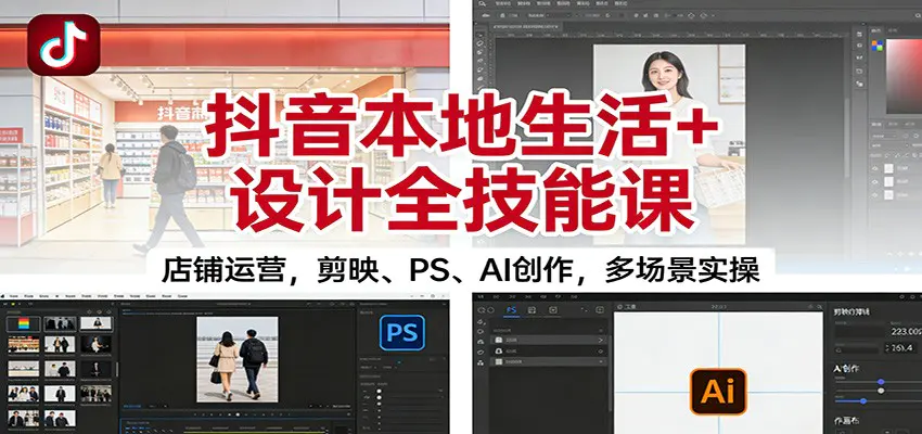 抖音本地生活+设计全技能课:店铺运营,剪映、PS、AI创作,多场景实操-1 抖音本地生活+设计全技能课:店铺运营,剪映、PS、AI创作,多场景实操