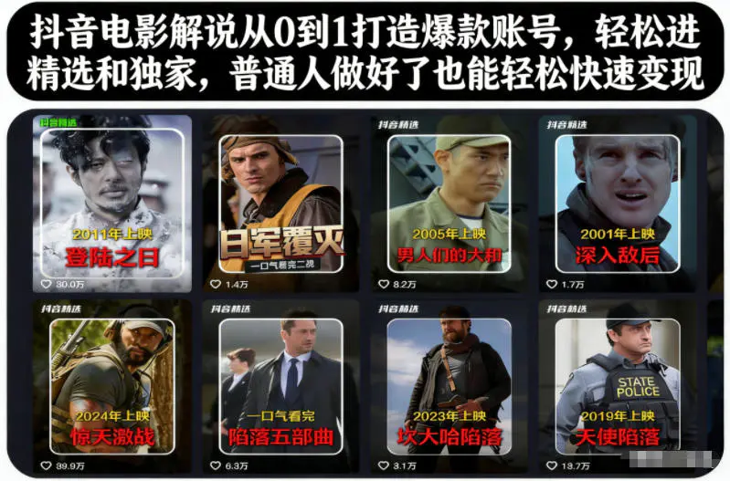 抖音电影解说从0到1打造爆款账号,轻松进精选和独家,普通人做好了也能轻松快速变现-1 抖音电影解说从0到1打造爆款账号,轻松进精选和独家,普通人做好了也能轻松快速变现