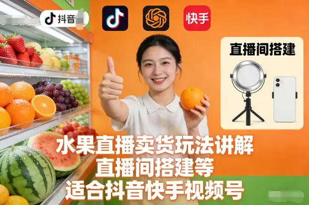 水果直播卖货玩法讲解、直播间搭建等,适合抖音快手视频号-1 水果直播卖货玩法讲解、直播间搭建等,适合抖音快手视频号