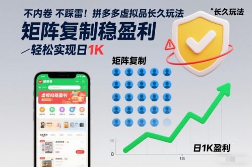 不内卷不踩雷!拼多多虚拟品长久玩法,矩阵复制稳盈利,轻松实现日1K【揭秘】-1 不内卷不踩雷!拼多多虚拟品长久玩法,矩阵复制稳盈利,轻松实现日1K【揭秘】