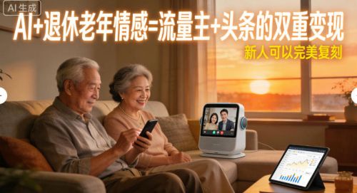 AI+退休老年情感=流量主+头条的双重变现，新人可以完美复刻