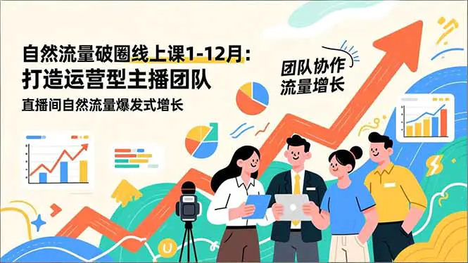 自然流量破圈线上课1-12月：打造运营型主播团队 直播间自然流量爆发式增长