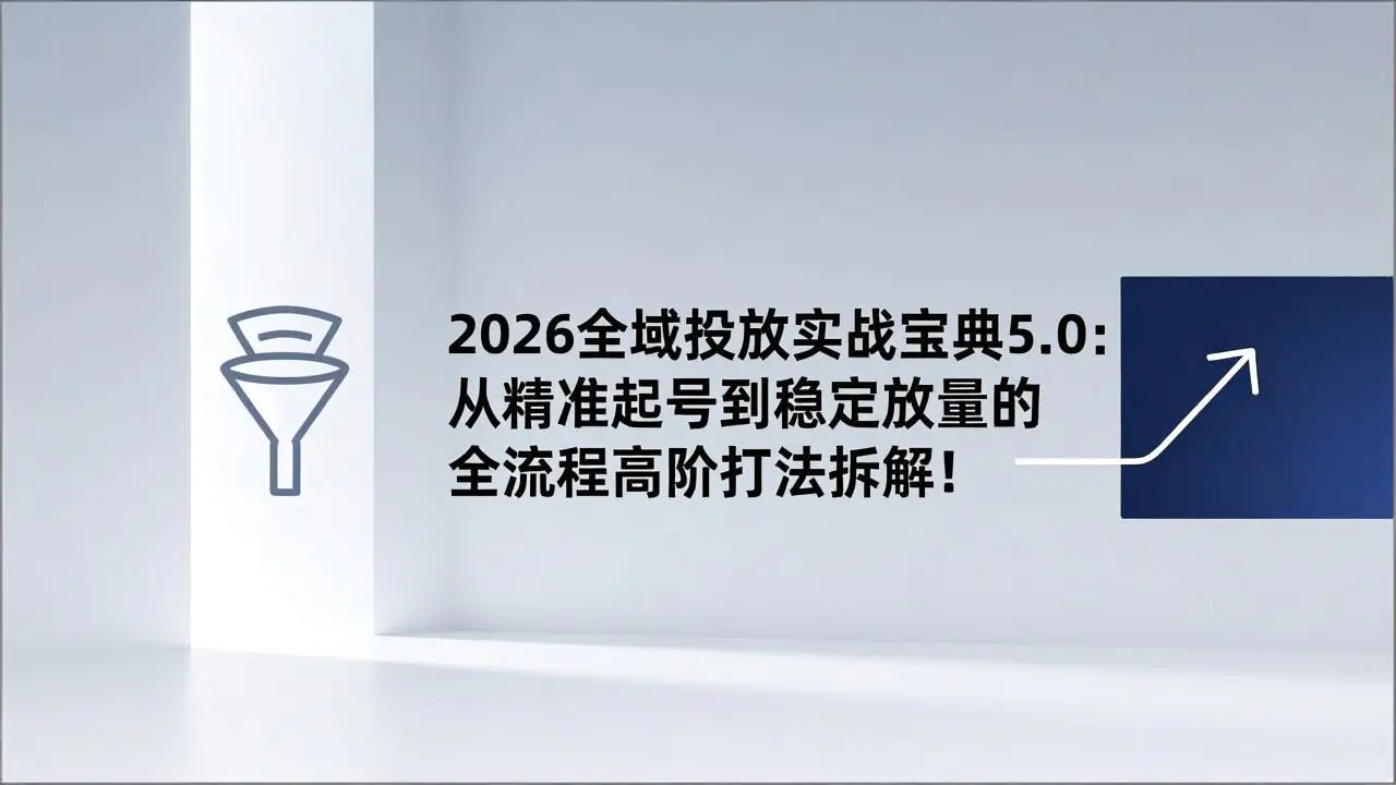 2026全域投放实战宝典5.0：从精准起号到稳定放量的全流程高阶打法拆解！