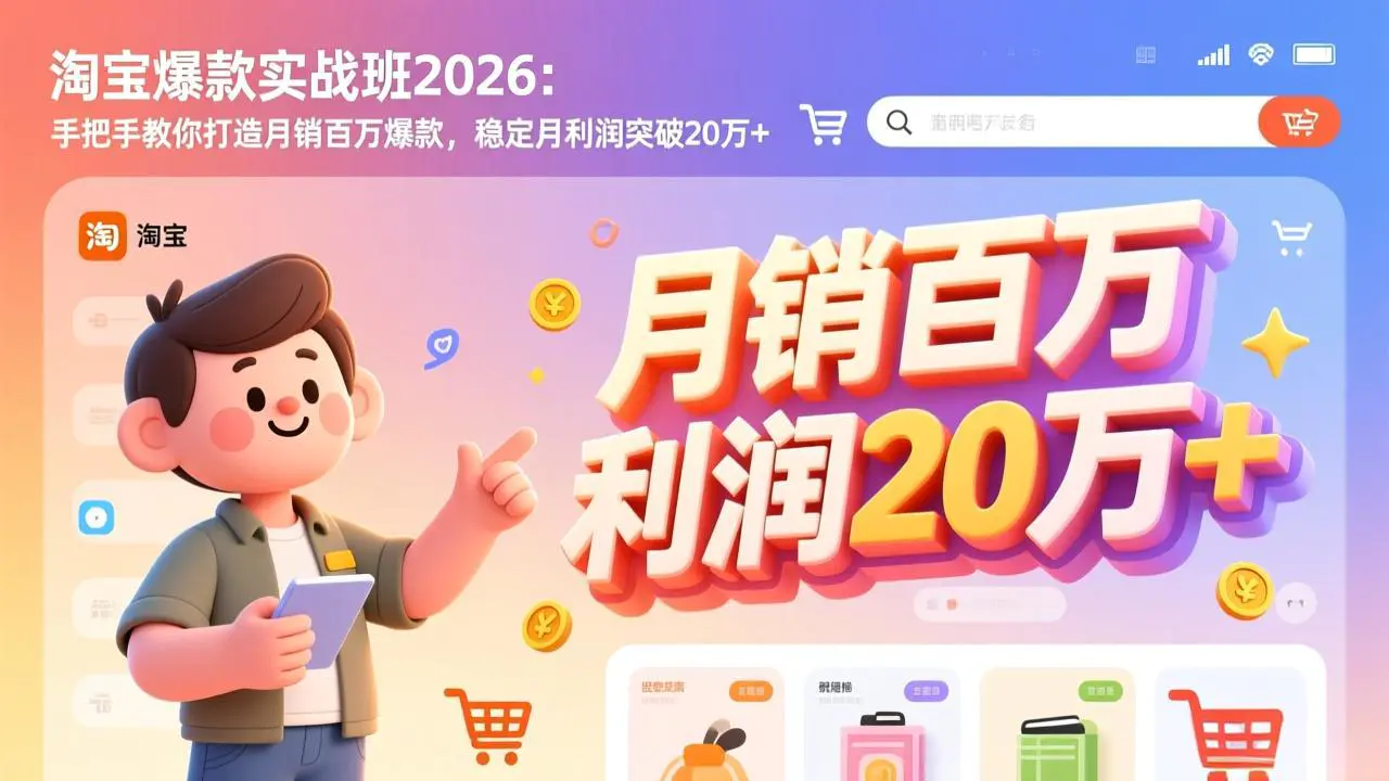 淘宝爆款实战班2026：突破盈利瓶颈，月销百万的实战运营方案