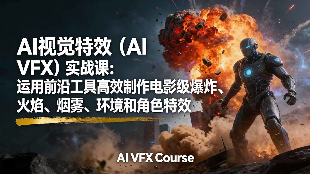 AI视觉特效(AI VFX)实战课：用人工智能快速生成逼真火焰、烟雾与角色特效