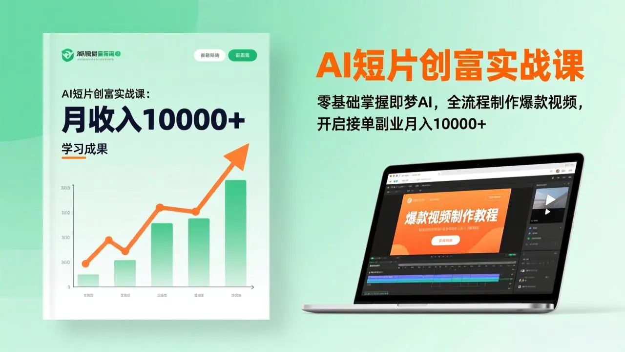 AI短片创富实战课：零基础掌握即梦AI，全流程制作爆款视频，开启接单副业月入10000+(更新)