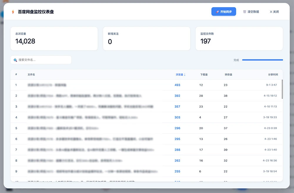 百度网盘分享文件数据统计油猴脚本