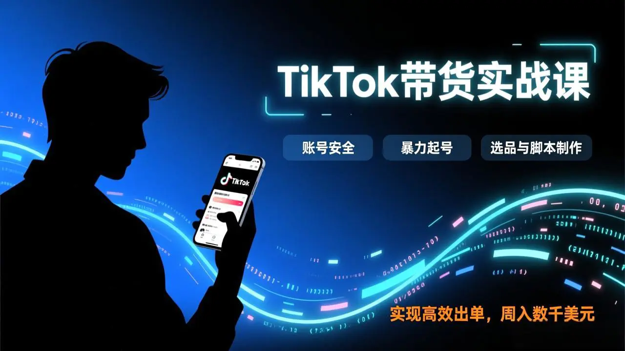 TikTok带货实战课,涵盖账号安全、暴力起号、选品与脚本制作,实现高效出单,周入数千美元-1 TikTok带货实战课,涵盖账号安全、暴力起号、选品与脚本制作,实现高效出单,周入数千美元