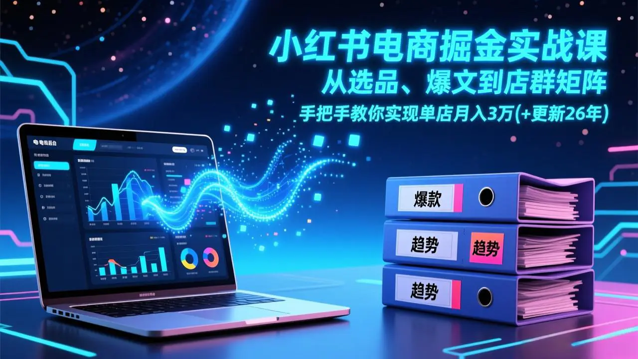 小红书电商掘金实战课,从选品、爆文到店群矩阵,手把手教你实现单店月入3万+(更新26年-1 小红书电商掘金实战课,从选品、爆文到店群矩阵,手把手教你实现单店月入3万+(更新26年