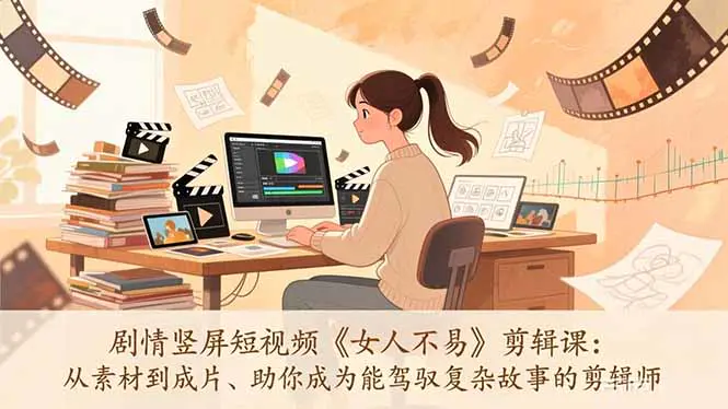 剧情竖屏短视频《女人不易》剪辑课：从素材到成片、助你成为能驾驭复杂故事的剪辑师