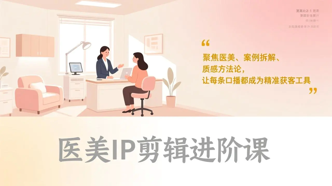 医美IP剪辑进阶课，聚焦医美、案例拆解、质感方法论，让每条口播都成为精准获客工具