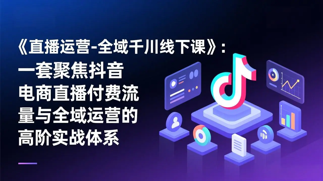 《直播运营-全域千川线下课》：一套聚焦抖音电商直播付费流量与全域运营的高阶实战体系