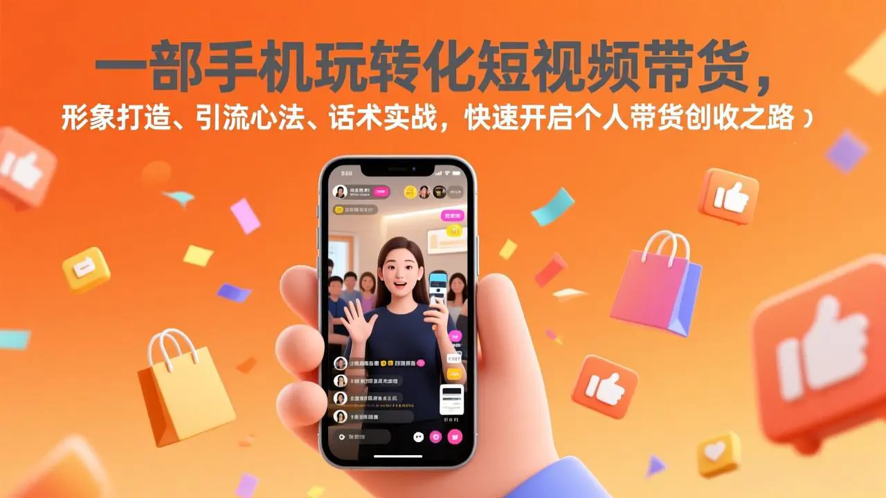 一部手机玩转化短视频带货，形象打造、引流心法、话术实战，快速开启个人带货创收之路