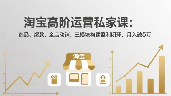 淘宝高阶运营私家课：选品、爆款、全店动销，三模块构建盈利闭环，月入破5万(更新26年2月)