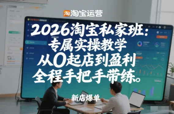 2026淘宝私家班：专属实操教学，从0起店到盈利，全程手把手带练(更新)