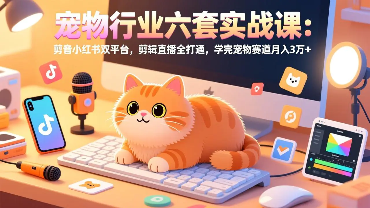 宠物行业六套实战课:抖音小红书双平台,剪辑直播全打通,学完宠物赛道月入3万+-1 宠物行业六套实战课:抖音小红书双平台,剪辑直播全打通,学完宠物赛道月入3万+