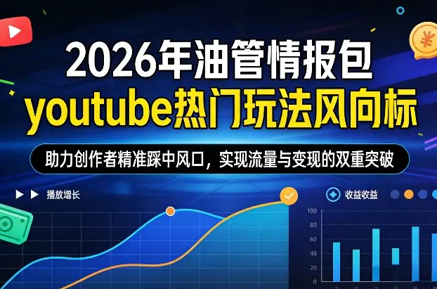 2026年油管情报包，youtube热门玩法风向标，助力创作者精准踩中风口，实现流量与变现的双重突破(更新)