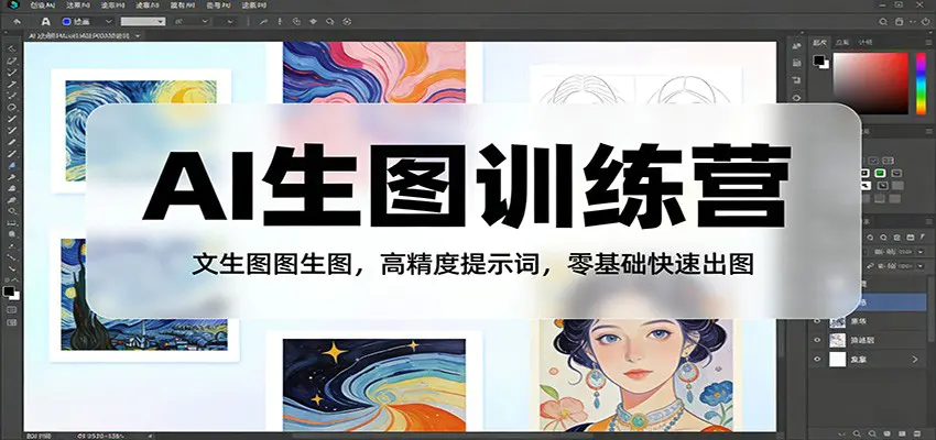 AI生图训练营：文生图图生图，高精度提示词，零基础快速出图