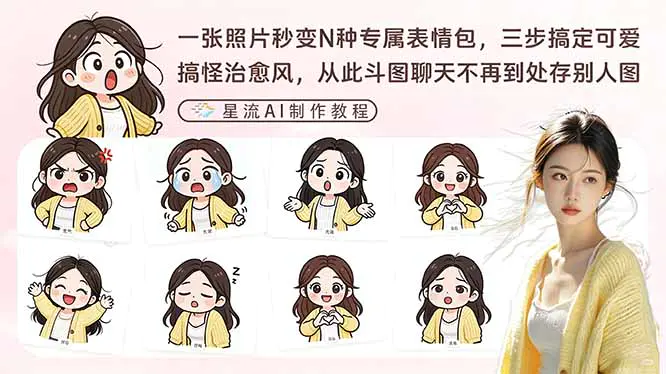 一张照片秒变N种专属表情包，三步搞定可爱搞怪治愈风，从此斗图聊天不再到处存别人图