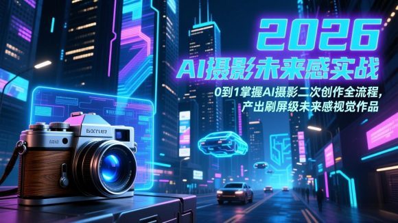 2026 AI摄影未来感实战：0到1掌握AI摄影二次创作全流程，产出刷屏级未来感视觉作品