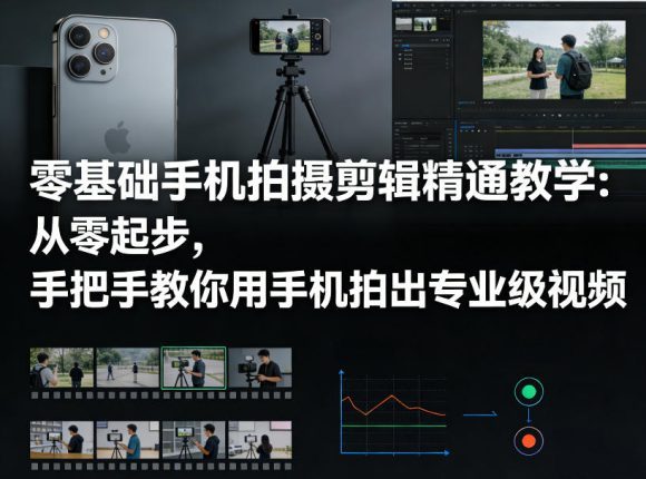 零基础手机拍摄剪辑精通教学：从零起步，手把手教你用手机拍出专业级视频