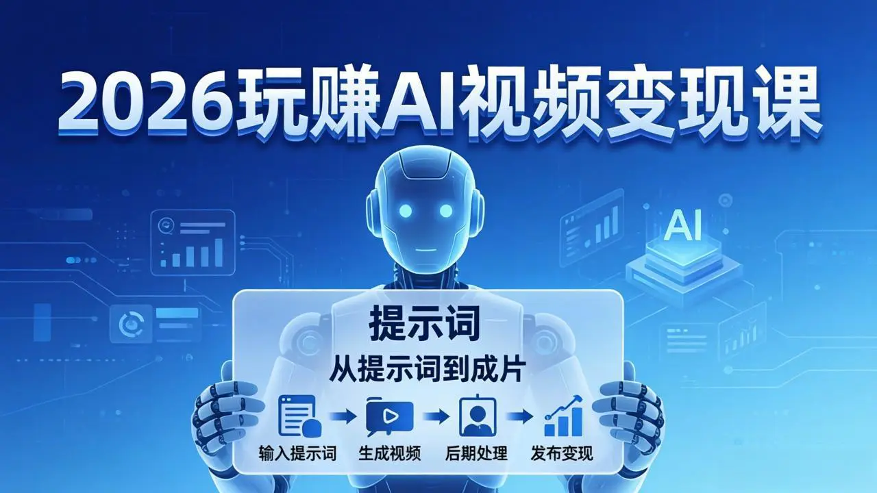 2026玩赚AI视频变现课：掌握 AI 视频全流程技能，从提示词到成片高效产出