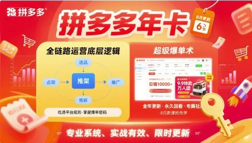 拼多多年卡，拼多多全链路运营底层逻辑，超级爆单术【更新26年3月29日】