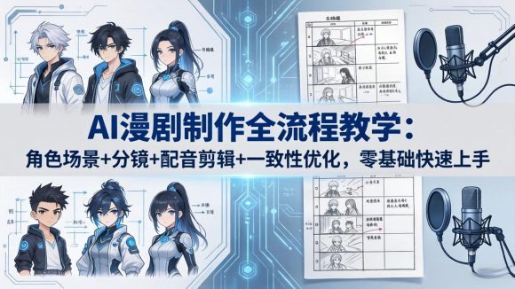 AI漫剧制作全流程教学：角色场景+分镜+配音剪辑+一致性优化，零基础快速上手