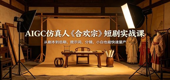 AIGC仿真人《合欢宗》短剧实战课：从剧本到后期，提示词，分镜，小白也能快速量产