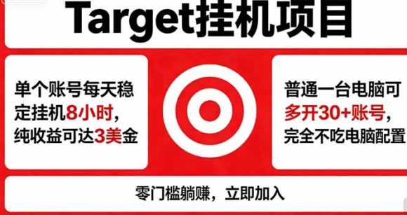 海外平台Target，正规运营商合作、技术兜底长期稳定、防风控、任务不断档、收益透明、灵活提现