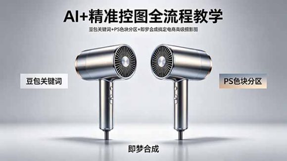 AI+精准控图全流程教学 豆包关键词+PS色块分区+即梦合成搞定电商高级摄影图