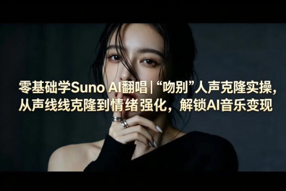 零基础学Suno AI翻唱｜《吻别》人声克隆实操，从声线克隆到情绪强化，解锁AI音乐变现