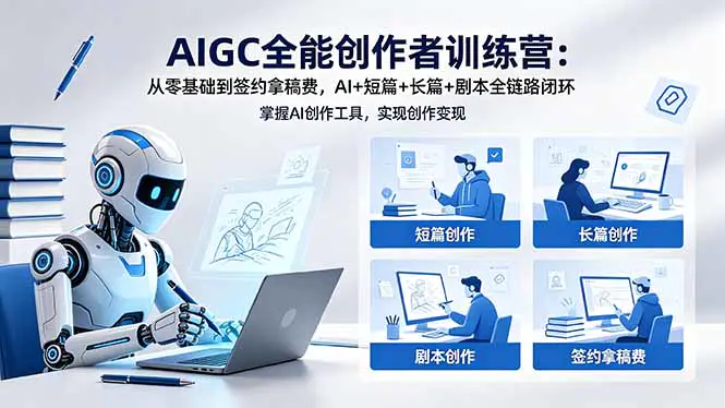 AIGC全能创作者训练营：从零基础到签约拿稿费，AI+短篇+长篇+剧本全链路闭环