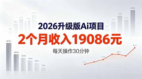 2026升级版Ai任务，2个月收入19086元，熟练后每天操作30分钟！