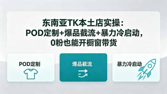 东南亚TK本土店实操-5月更新：POD定制+爆品截流+暴力冷启动，0粉也能开橱窗带货