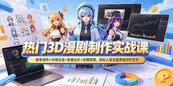 热门3D漫剧制作实战课,剧本创作+分镜生成+批量出片+后期剪辑,轻松入局流量赛道创作变现-1 热门3D漫剧制作实战课,剧本创作+分镜生成+批量出片+后期剪辑,轻松入局流量赛道创作变现