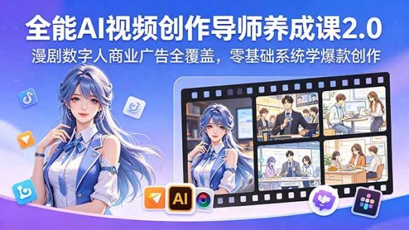 全能AI视频创作导师养成课2.0,漫剧数字人商业广告全覆盖,零基础系统学爆款创作-1 全能AI视频创作导师养成课2.0,漫剧数字人商业广告全覆盖,零基础系统学爆款创作