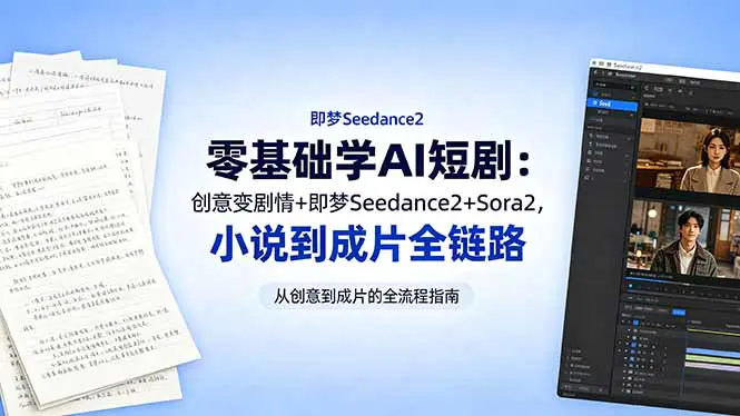 零基础学AI短剧:创意变剧情+即梦Seedance2+Sora2,小说到成片全链路-1 零基础学AI短剧:创意变剧情+即梦Seedance2+Sora2,小说到成片全链路