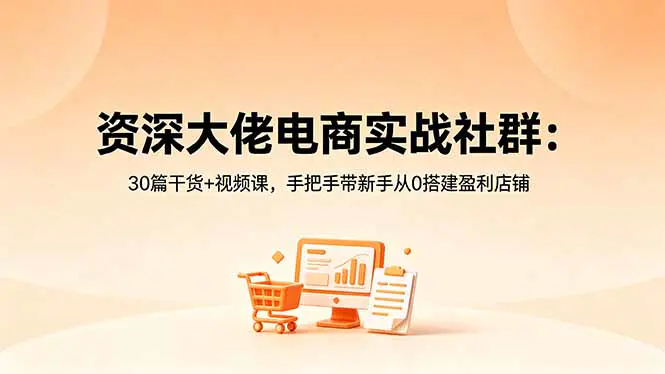 资深大佬电商实战社群:30篇干货+视频课,手把手带新手从0搭建盈利店铺-1 资深大佬电商实战社群:30篇干货+视频课,手把手带新手从0搭建盈利店铺