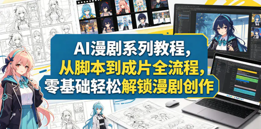 AI漫剧系列教程,从脚本到成片全流程,零基础轻松解锁漫剧创作-1 AI漫剧系列教程,从脚本到成片全流程,零基础轻松解锁漫剧创作